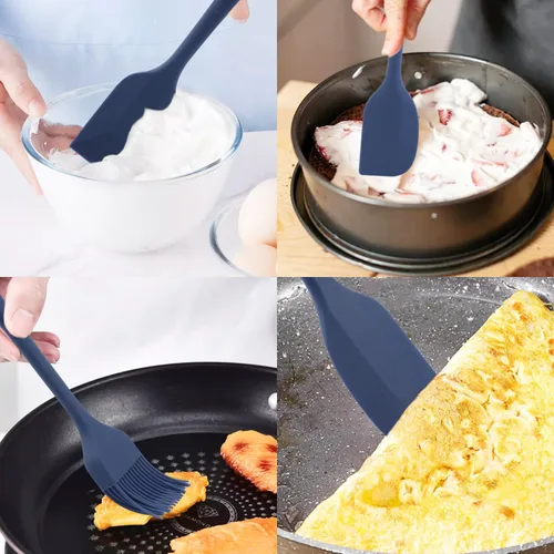 Vista 3 de Juego de espátulas de silicona, espátula de cuchara de goma, espátula resistente al calor, diseño de una pieza, espátula sin costuras, espátula