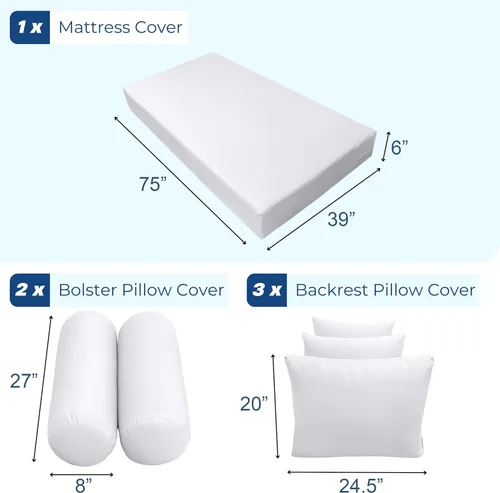 Vista 7 de Prolinemax Estilo 3 – Cojín de colchón y almohada para exterior interior sofá cama porche columpio cama cuchillo borde tamaño individual AD001