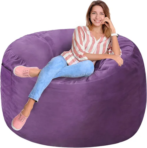 Vista 6 de de 3 pies con relleno de espuma viscoelástica, puf grandes, sofá suave con funda de terciopelo holandés, 36 x 36 x 24 pulgadas (morado)
