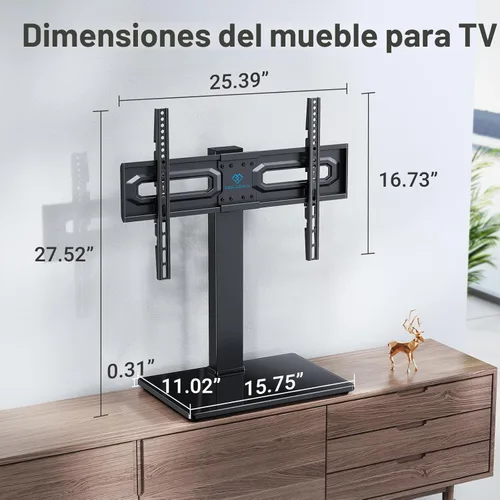 Vista 7 de PERLESMITH - Soporte giratorio universal para TV con soporte para televisores LCD OLED de pantalla plana/curva de 37 a 80 pulgadas - Soporte/base