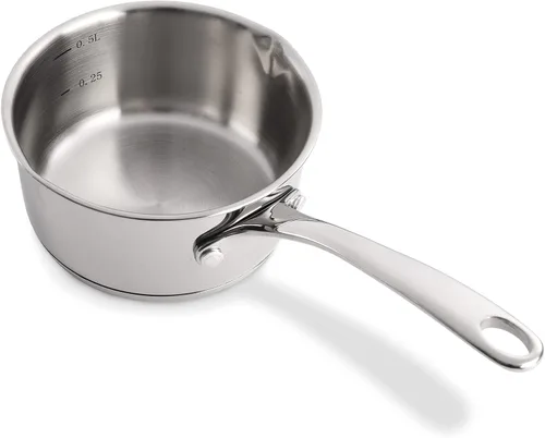 DEAYOU Calentador de Mantequilla de Acero Inoxidable 18/10 con Sartén Medidora, Olla Calentadora de Leche de 0.5 Cuartos con Picos Vertedores