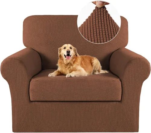 Vista 87 de Turquoize - Fundas de sillas de 2 piezas, fundas de sofá, funda de sillón con reposabrazos, protector lavable para sillas, tela jacquard gruesa Cian