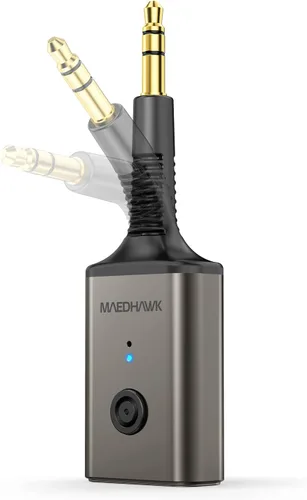 MaedHawk Receptor de audio inalámbrico Bluetooth 5.3 portátil, adaptador giratorio de 0.138 in para altavoz estéreo de coche, auriculares con cable,