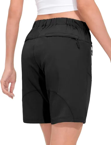 Vista 3 de Little Donkey Andy - Shorts elásticos de secado rápido para mujer, para senderismo, campamento y viajes A1 negro