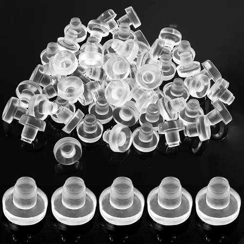 Vista 8 de Litoexpe Parachoques de vidrio con vástago, 30 piezas de agarres de goma transparente antideslizantes para mesa de patio espaciadores para muebles