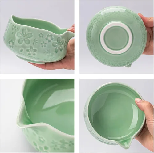 Vista 4 de TEANAGOO Juego de batidor de matcha, juego de 7 piezas de matcha azul y verde, kit de ceremonia, juego de té matcha para hacer café con leche