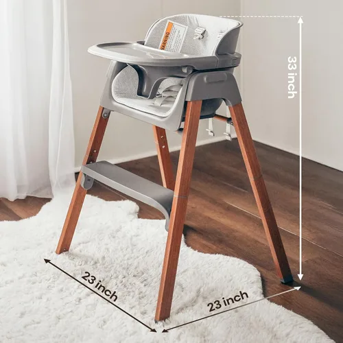 Vista 5 de Fodoss Silla alta convertible para bebé con bandeja desmontable, silla alta plegable para comer con cojín grueso, silla para Comer de Bebe