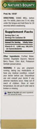 Vista 2 de De la Naturaleza Bounty, fuerza de Super B-12, 5000 mcg, 2-Ounce, paquete de de 2, 2