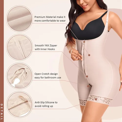 Vista 4 de Faja moldeadora para mujer, con control de abdomen, talla grande, para levantar glúteos y adelgazar muslos