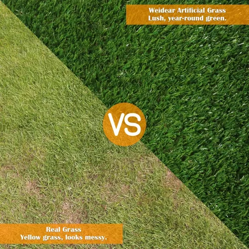 Vista 4 de Weidear Césped artificial de 4 x 6 pies, alfombra de césped artificial de 1.38 pulgadas, alfombra de césped sintético de 4 tonos, césped artificial