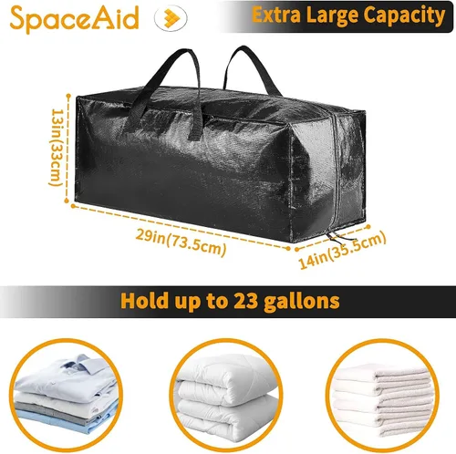 Vista 7 de SpaceAid Bolsas de mudanza resistentes, bolsas de almacenamiento extra grandes con correas de mochila, asas fuertes y cremalleras, alternativa a