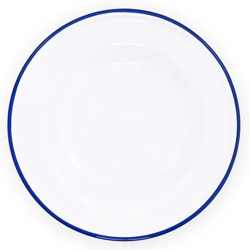 Vista 4 de Enamelware - Plato de ensalada elevado, 8 pulgadas, blanco vintage/negro (individual)