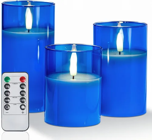 Vista 10 de Amagic Velas de cristal transparente sin llama que funcionan con pilas, temporizador, control remoto, velas LED de pilar, funcionan