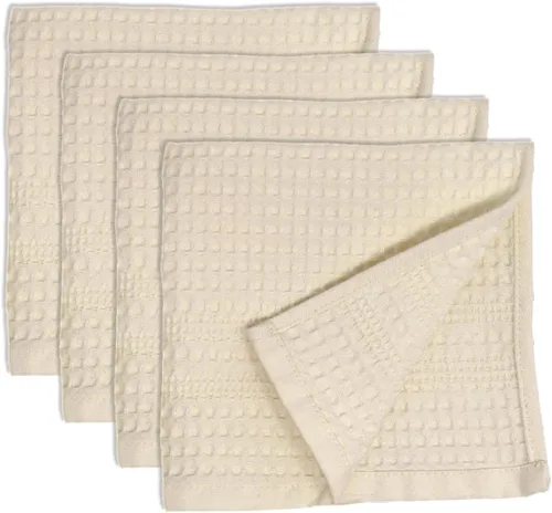 Vista 14 de GILDEN TREE Juego de 4 toallas tipo gofre para ducha, exfoliantes, de secado rápido, de algodón, estilo clásico (aguamarina)