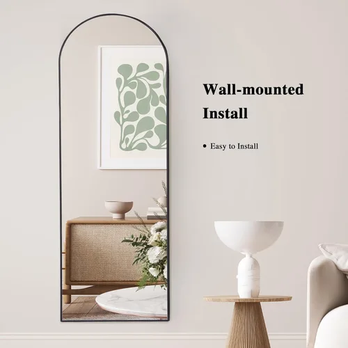 Vista 6 de Anpark Black Arched Mirror Full Length with Stand 24" x 65" Large Full Body Dressing for Wall Standing Floor Mirror for Bedroom Wall Mounted for