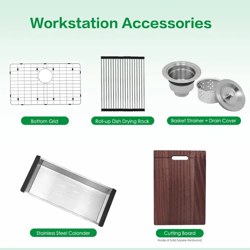 Vista 8 de Davivy Undermount Stainless Steel Kitchen Sink,27 x 18 x 10 Inch Workstation Kitchen Sink,Handmade Single Bowl Kitchen Sinks,Stainless Steel