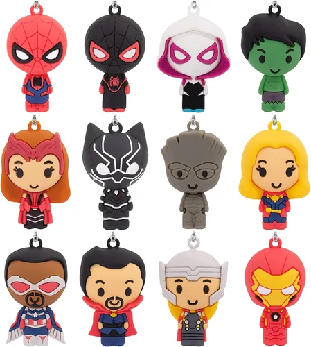 Calendario de Adviento de Cuenta Regresiva de Marvel de Hallmark Conjunto de Árbol de Navidad en Miniatura con 12 Adornos Mini, Plástico
