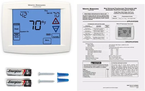 Vista 6 de White Rodgers Emerson 1F95-1277 termostato programable táctil de 7 días, color blanco & Emerson termostatos F145-1328 sensor remoto