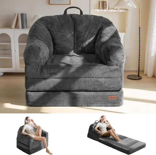 Vista 10 de MAXYOYO Sofá cama plegable con respaldo, sofá cama plegable sin hueso con asa, puf convertible 2 en 1, sillón a sofá tumbona, cómodo sofá plegable