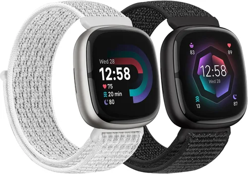 Vista 8 de Correas de nailon compatibles con Fitbit Versa 4/Sense 2/Versa 3/Fitbit Sense, correa de repuesto ajustable deportiva suave transpirable