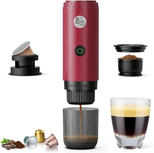 Vista 10 de RECAFIMIL Cafetera portátil 2 en 1, máquina de café espresso portátil de 20 barras con calefacción automática, compatible con NS y café molido