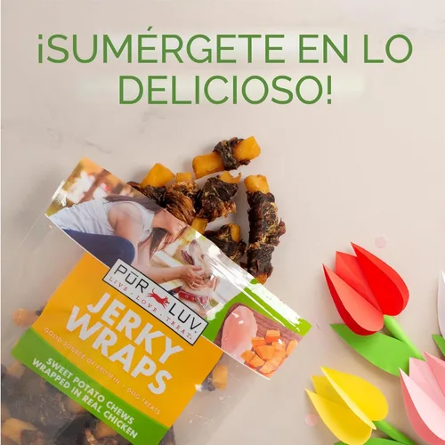 Vista 3 de Pur Luv - Golosinas para perros envueltas en batata dulce, sin piel cruda, hechas con pollo real, 16 Oz, saludables, fácilmente digeribles