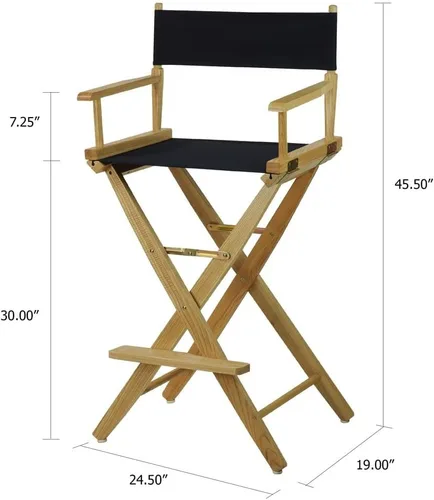 Vista 3 de American Trails Extra-Wide Premium 30" Director's Chair Black Frame with Black Canvas, Bar Height