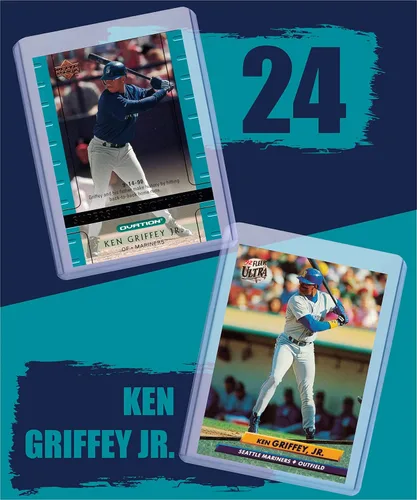 Vista 3 de PANINI Ken Griffey Jr. Baseball Cards (5) ASSORTED Seattle Mariners Trading Card and Wristbands Gift Bundle