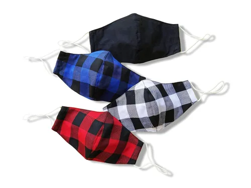 Hope Love Shine Checkered Face Masks wAdjustable Ear Loops & Filter Pocket - Reusable, Washable Cloth Fabric Face Masks for Women, Men, Adult (Solid
