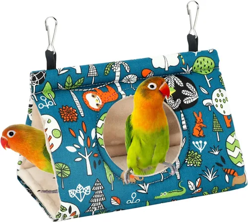 Rypet Casa de nido de pájaros cálida para invierno, hamaca colgante de terciopelo, jaula de felpa mullida para pájaros escondidos, cama para dormir