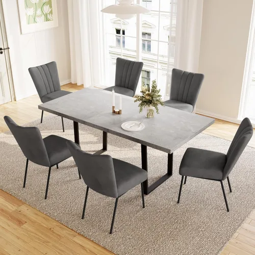 Vista 20 de ZckyCine Mesa de comedor expandible de nogal de 67 a 51 pulgadas, mesa rectangular extensible con parte superior gruesa y patas de metal