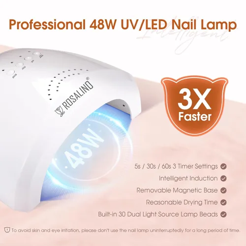 Vista 7 de ROSALIND Kit de poligel de uñas con taladro, 14 piezas de gel de uñas de poligel transparente desnudo, kit de inicio de uñas con mini lámpara U V