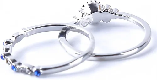 Vista 2 de Iumer - Anillo de zircón de dos piezas con incrustaciones de diamantes de imitación artificiales para mujer, talla 6-10.