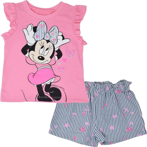 Disney Minnie Mouse - Conjunto de camiseta y pantalones cortos para bebé y niña