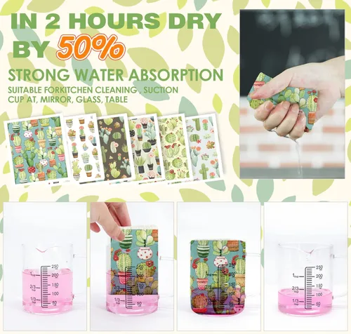 Vista 4 de Morigins Juego de 6 paños de cocina suecos de cactus reutilizables compostables, paños de cocina de esponja de celulosa