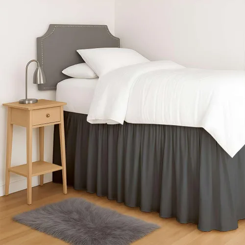 Vista 28 de Falda de cama plisada para sofá cama, falda de día individual color burdeos, caída de 12 pulgadas, 100% microfibra, falda de cama para sofá cama