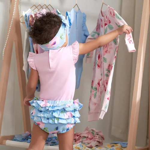 Vista 6 de Gerber Conjunto de 3 piezas de mameluco de manga corta, pañal y diadema para bebé niña