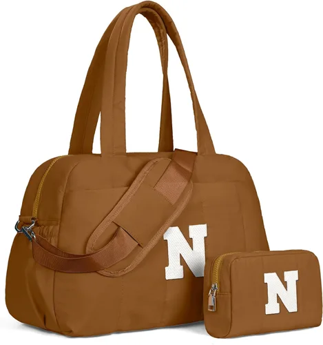 Vista 101 de Bolsa de lona Vogewood, bolsas personalizadas de fin de semana para mujer, bolsas de viaje con estuche de maquillaje, regalos de cumpleaños, Beige
