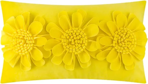 Vista 18 de JWH Funda de almohada decorativa con diseño de flores 3D, funda de almohada decorativa de girasol, cojín de terciopelo, funda de almohada lumbar