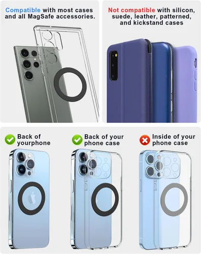 Vista 6 de Anillos adaptadores magnéticos 2 piezas compatibles con MagSafe, para Kindle Pop Socket Magnetic, para accesorios Magsafe y carga inalámbrica