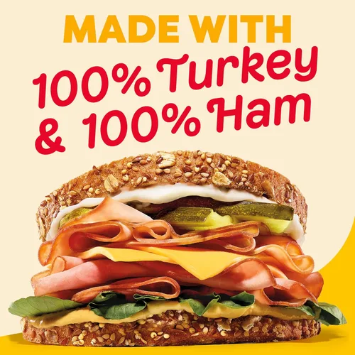 Vista 6 de Oscar Mayer Deli Fresh Oven Pechuga de pavo asada y jamón ahumado sin curar, paquete variado de 9 onzas