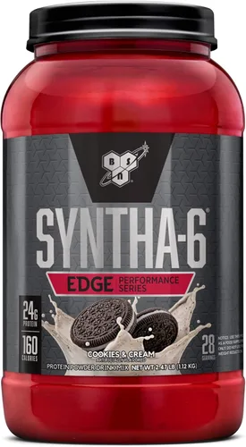 BSN - Proteína en polvo SYNTHA-6 Edge con suero hidrolizado, caseína micelar, proteína de leche aislada, bajo en azúcar, 24 g de proteína, sabor