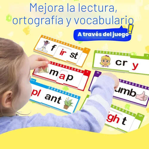 Vista 3 de 40 Libros Plegables de Lectura y Rima, Libro de Construcción de Familias de Palabras Fonéticas Aprende a Leer Tarjetas Flash Fonéticas, Tarjetas