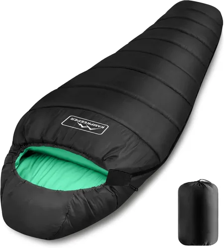 Saco de dormir, saco de dormir de campamento para adultos de 3 a 4 estaciones, clima frío y cálido, impermeable, ligero, para mamá, camping, Verde