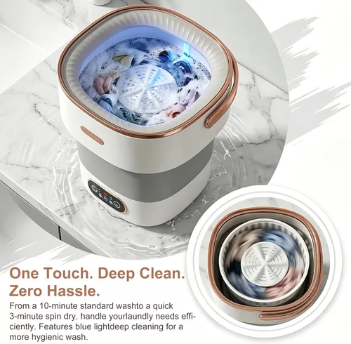 Vista 3 de Portable Washing Machine 16L, Foldable Compact Mini Washer & Spin Dryer with 3 Modes, 47dB Quiet Operation & Hidden Drain Hose for RV Camping, Dorm