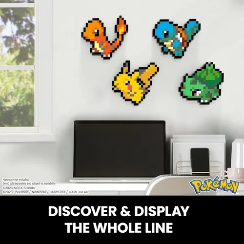 Vista 7 de Mega Pokémon Bisasam Look Retro - Construcción de 15 cm con piedras de arte de píxeles - Incluye base montada en la pared para amantes