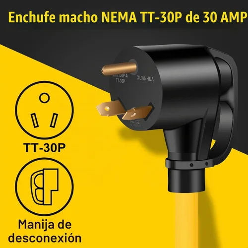 Vista 4 de Cable adaptador de interruptor de transferencia de generador de 30 amperios, resistente STW calibre 10, NEMA TT-30P macho a L14-30R hembra