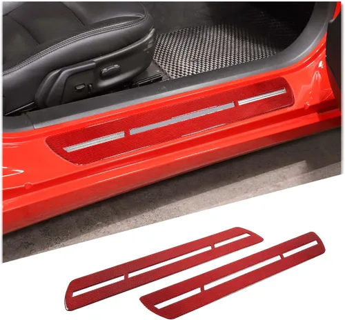 Vista 9 de Adhesivo para cubierta del umbral de la puerta interior del automóvil compatible con Chevy Corvette C6 2005-2013, calcomanía para protección