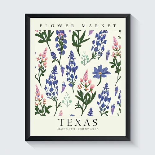 Vista 12 de Impresión artística de Texas, póster de viaje de mapa estatal, decoración de pared para el hogar y la sala de estar (11 x 14 pulgadas, sin marco)