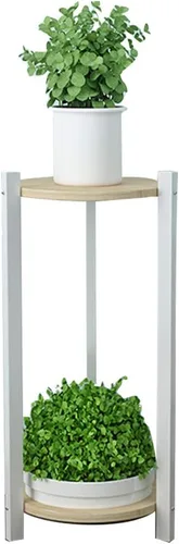 Vista 9 de Diseño de doble capa interior de soporte de flores,Soporte de maceta de madera maciza,Sala de estar Balcón Planta Soporte impermeable a prueba